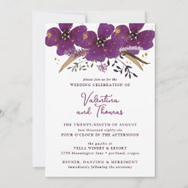 Boho Purple Watercolor Flowers Convite De Casament