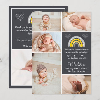 Boho Rainbow Amarelo e Anúncio de Nascimento da Ci