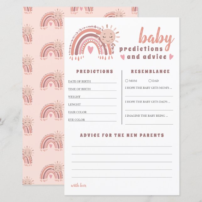 Boho Rainbow Baby Predictions & Advice Chá de fral (Frente/Verso)