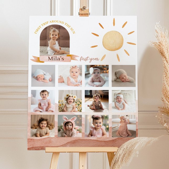 Boho Rainbow Birthday Foto Milestone Poster (Criador carregado)