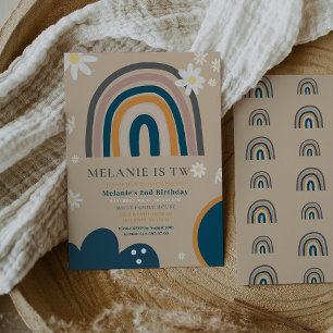 Boho Rainbow Daisy Convite para o Segundo segundo