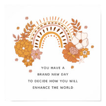 Boho Rainbow Floral Motivational Quote Poster