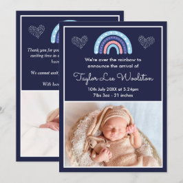 Boho Rainbow Girl Marinho Blue Birth Anúncio