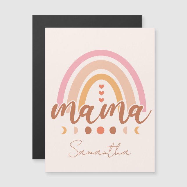 Boho Rainbow Mama com Fases da Lua (Frente/Verso)