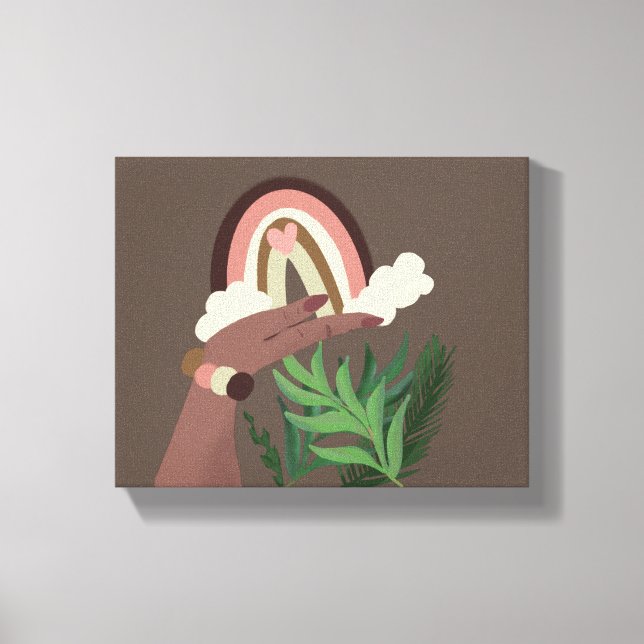 Boho Rainbow Natural Plant Lovers Canvas Print (Frente)