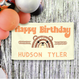 Boho Rainbow Woodland Bear Festa de aniversário Be