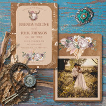 Boho Ranch Desert Tan Foto Convite De Casamento