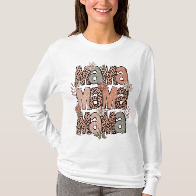 Boho Retro Camisa Floral "Mama" Longa (Frente)