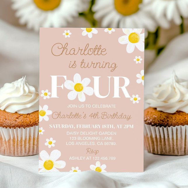 Boho Retro Daisy Bloom Convite de Aniversário (Criador carregado)