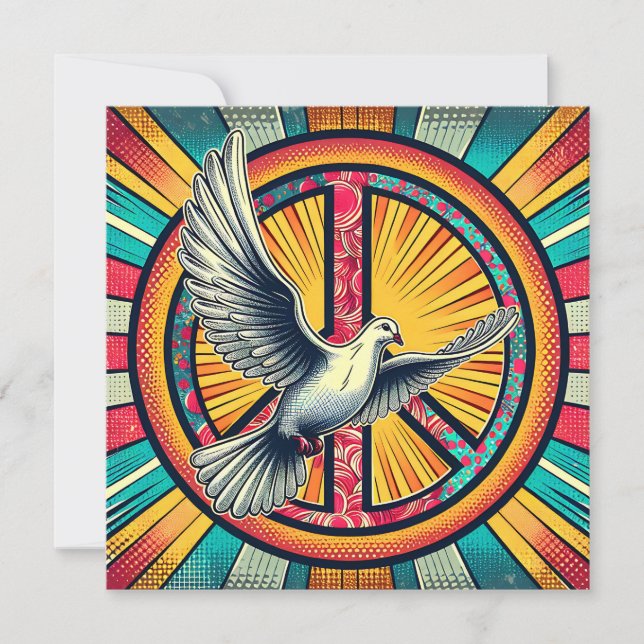 Boho Retro Dove and Peace Sign (Frente)