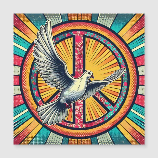 Boho Retro Dove and Peace Sign (Frente)