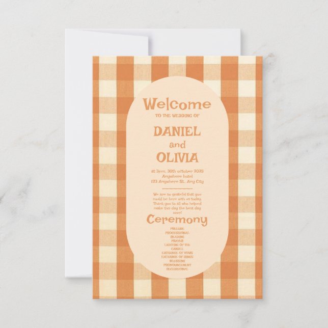 Boho Retro Groovy Colorful Wavy Wedding Programs (Frente)