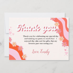Boho Retro Groovy Daisy Birthday cartões de agrade