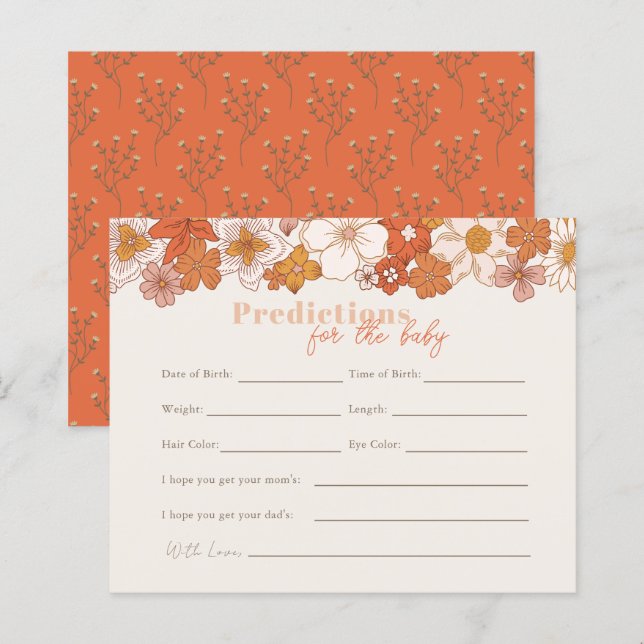 Boho Retro Groovy Floral Baby Predictions (Frente/Verso)