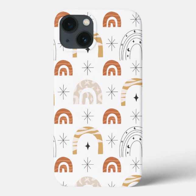 Boho retro linha arco-íris estrelas da lua (Verso)