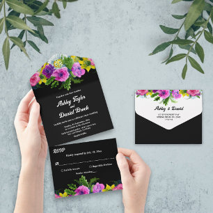 Boho Romântico Flores Negras Casamento Floral