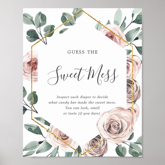 Boho Rosa Chá de fraldas Adivinha O Doce Poster (Frente)