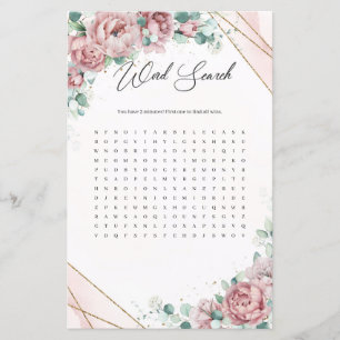 Boho rosa gold eucalyptus greenery Word Search