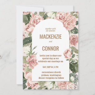 Boho rosa pink empoeirado - convite para casamento