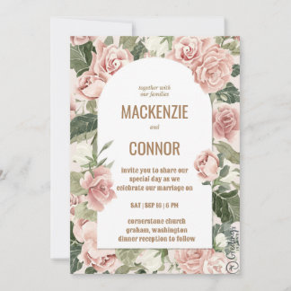 Boho rosa pink empoeirado - convite para casamento