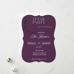 Boho Roxo Convite de Festa Iftar da Mesquita Minim