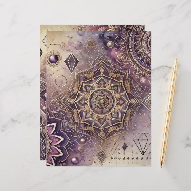 Boho Roxo e Dourado Intrai Mandalas (Frente/Verso In Situ)