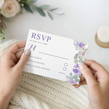 Boho Roxo Floral Eucalipto Casamento RSVP