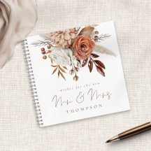 Boho Rust Florals Deseja Novo Sr. Guest Book
