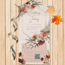 Boho Rust & Neutral Fall Floral Cream Código QR