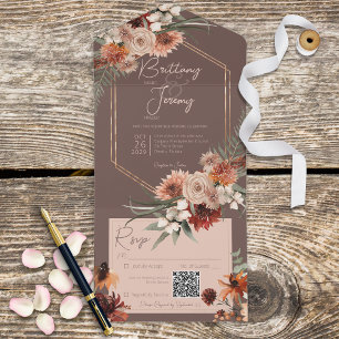 Boho Rust & Neutral Queda Castanho Floral Código Q