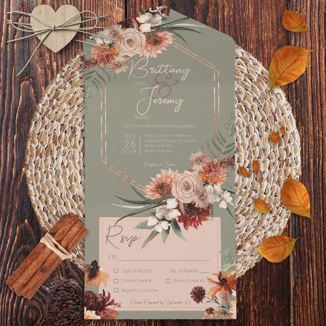 Boho Rust & Neutral Queda Floral Sage Janto Verde (Criador carregado)