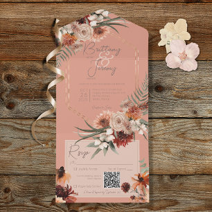 Boho Rust & Neutral Queda Pêssego Floral Código QR