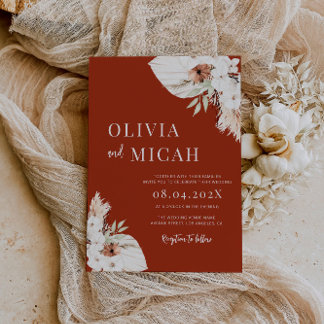 Boho rust pampas convite para o casamento