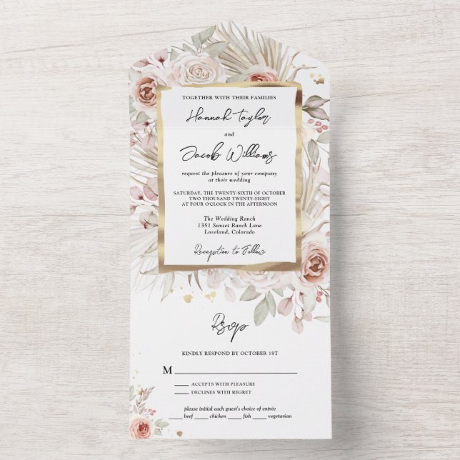 Boho Rustic Floral com RSVP Wedding (Inside)