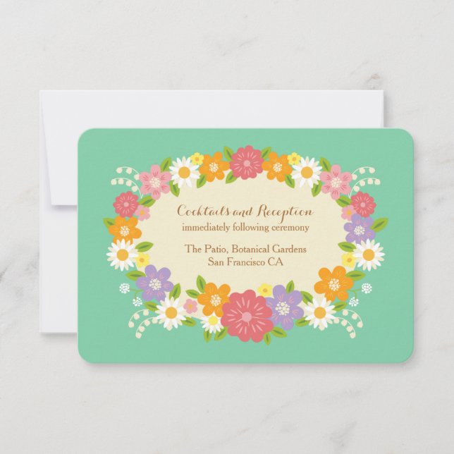 Boho Rustic Floral Wreath Wedding (Mint) (Frente)