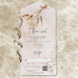 Boho Rustic Pampas e Buquê de Grama Seco Código QR