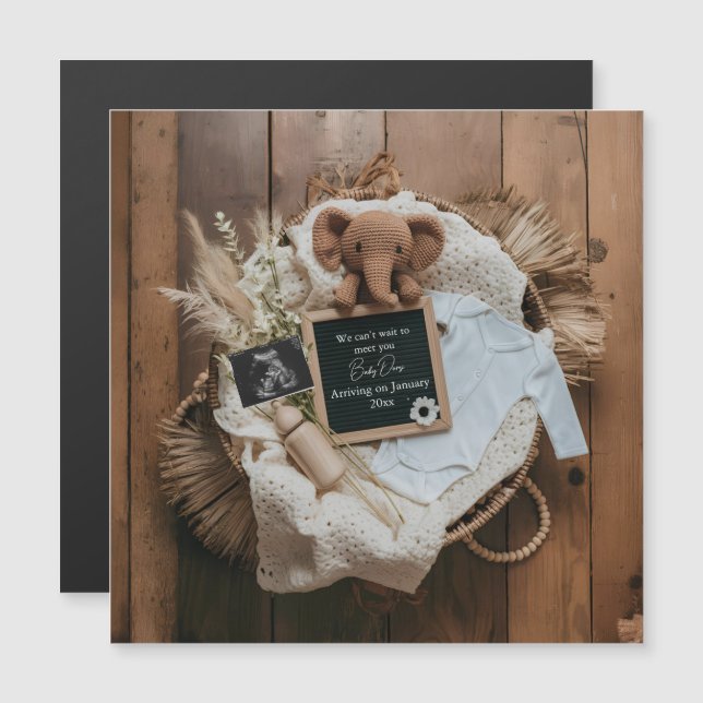 boho rustic pregnancy announcement card (Frente/Verso)