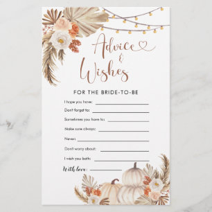 Boho Rustic Pumpkin cai no amor conselho e desejos