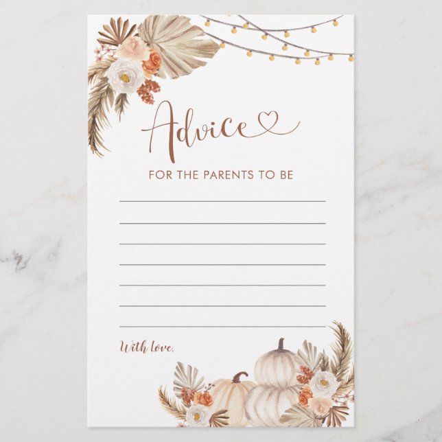 Boho Rustic Pumpkin Cai no Amor Conselho para Pai (Frente)