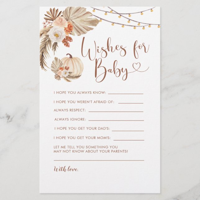 Boho Rustic Pumpkin Cai no Amor Deseja Bebê (Frente)