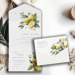 Boho Rustic Watercolor Yellow Lemon Garden Casamen