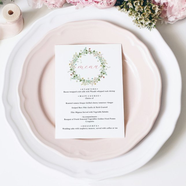 Boho Rustic Wildflower Wedding Menu (Criador carregado)