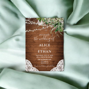 Boho Rustic Wood Greenery Convite Para Casamento