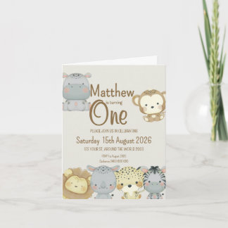 Boho Safari Aniversário Dobrado Convite