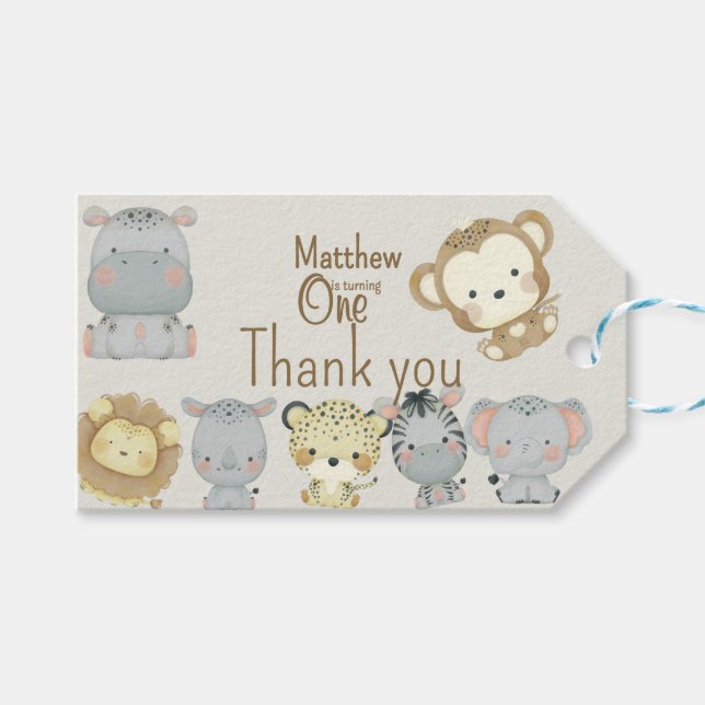 Boho Safari - Etiqueta de Presente de Nascimento (Frente (horizontal))