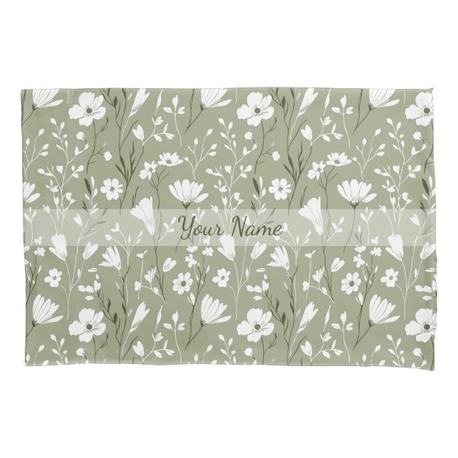 Boho Sage Green Botanical Personalized Floral  (Frente)