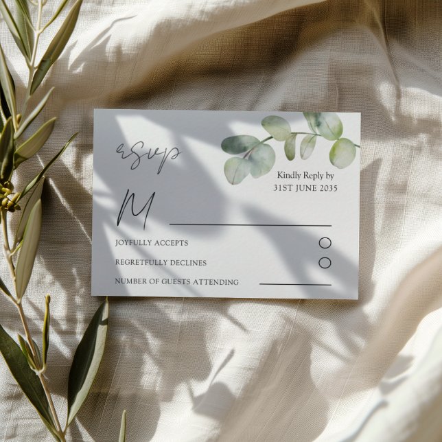 Boho Sage Green Eucalyptus Wedding RSVP (Criador carregado)