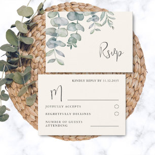 Boho Sage Green Eucalyptus Wedding RSVP