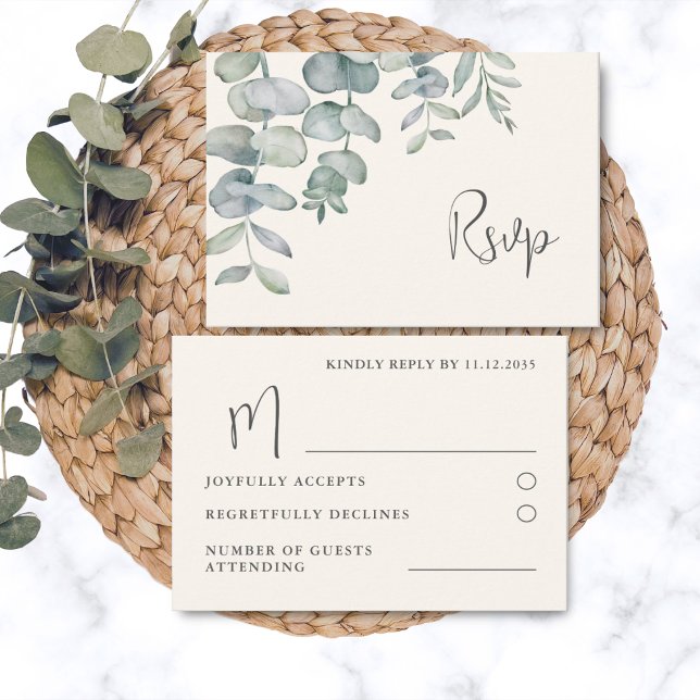 Boho Sage Green Eucalyptus Wedding RSVP (Criador carregado)