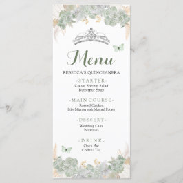 Boho Sage Green Rosas Royal Quinceañera Menu